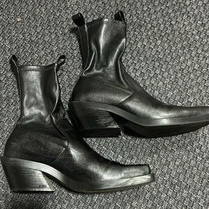 Zara square toe black ankle boots.  Size 40.